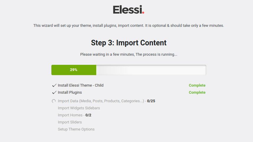 Import demo Elessi theme fashion for shopping online (illustration)