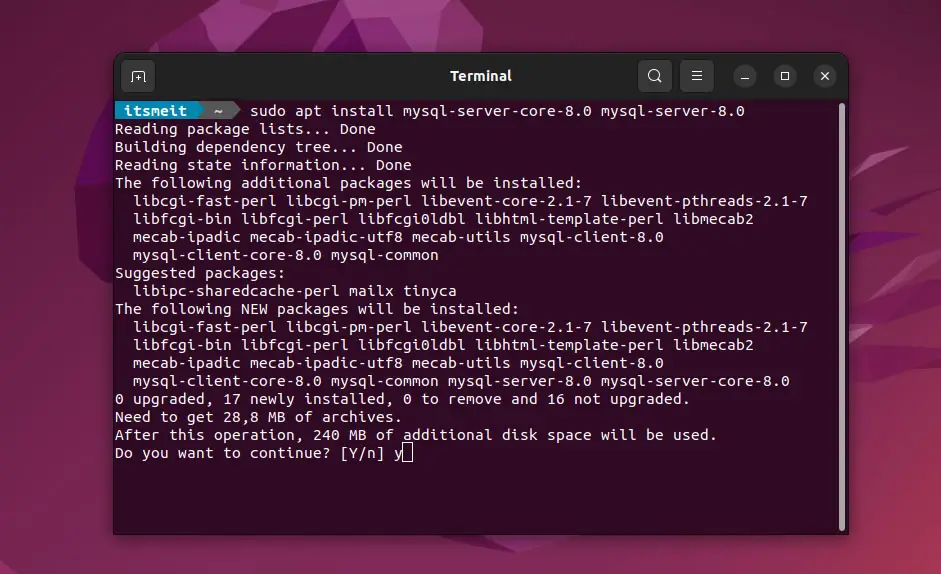 Instructions on how to install MySQL server 8.0 on Ubuntu 20.04 LTS - itsmeit.biz
