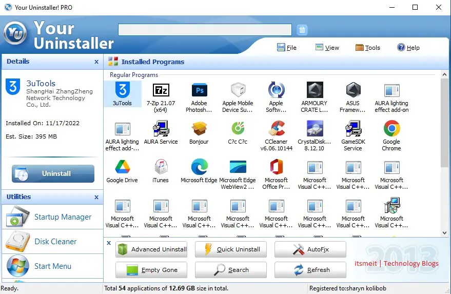 Use Your Uninstaller Full crack Pro 7.5 to remove or uninstall apps on windows (illustration)