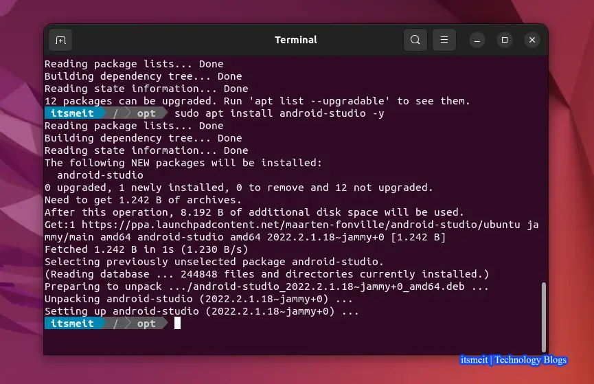 Install Android Studio IDE application on Ubuntu via repository (illustration)