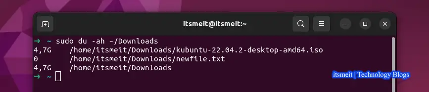 Terminal command for Ubuntu and Linux/Unix with du