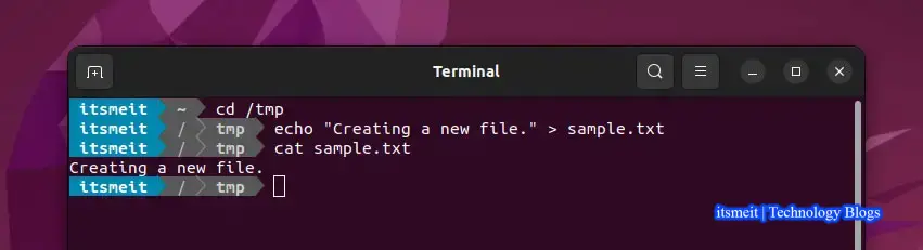 Example of terminal command for Ubuntu 22.04 with echo (illustration)
