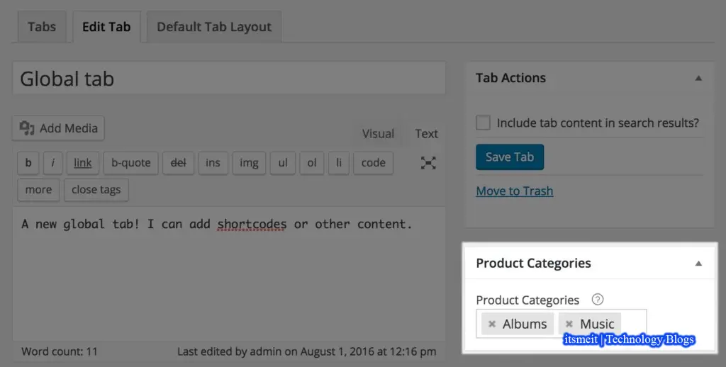 Seting up plugin Woocommerce Tab Manager v1.16.0 (Custom TAB)